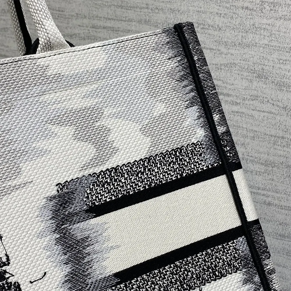 Dior Women Medium Dior Book Tote White and Black Paris Embroidery - image 7