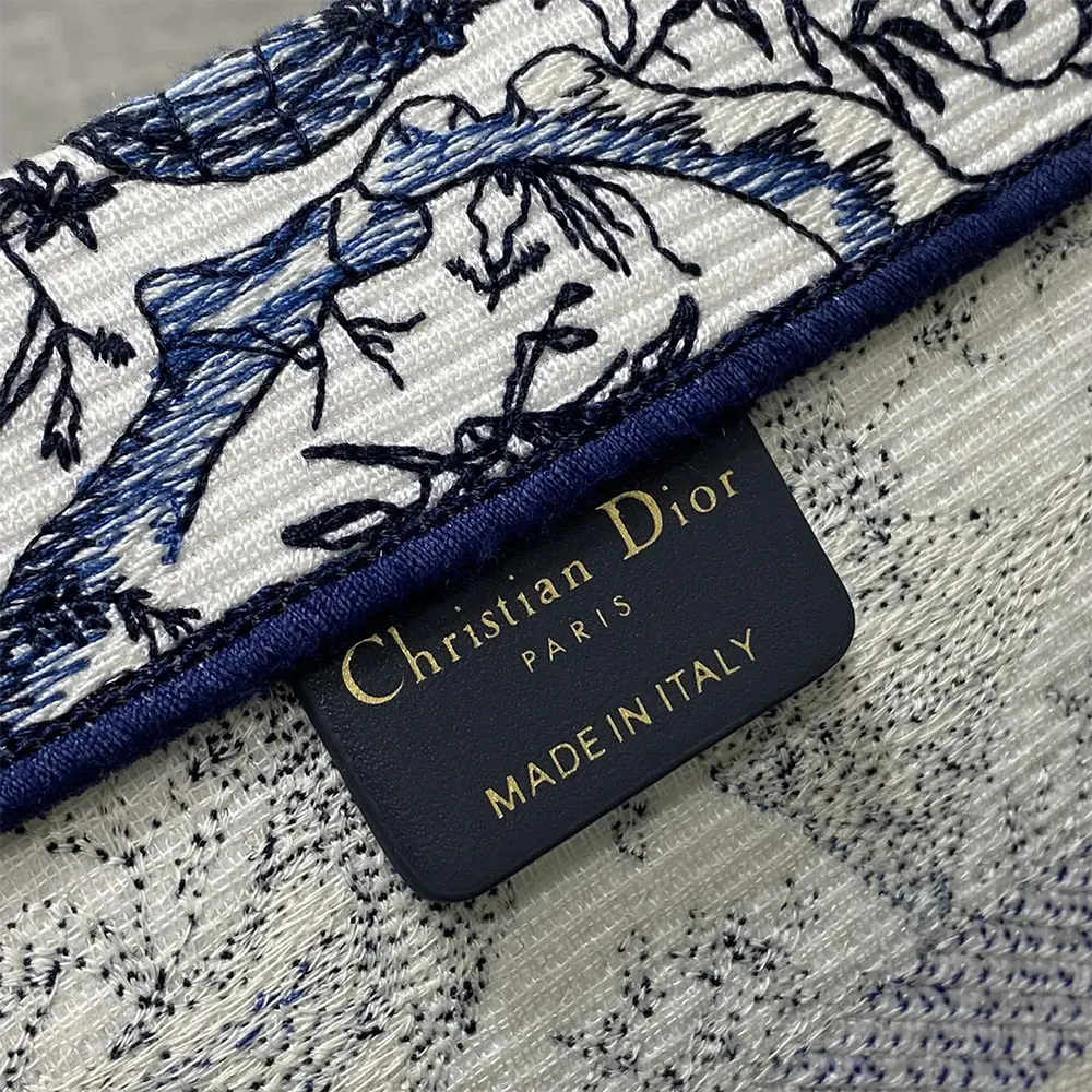 Dior Women Medium Dior Book Tote White and Navy Blue Toile de Jouy Soleil Embroidery - image 10