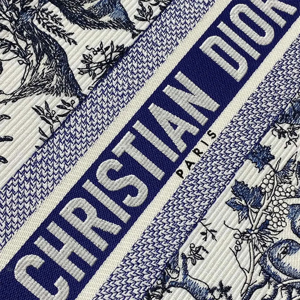 Dior Women Medium Dior Book Tote White and Navy Blue Toile de Jouy Soleil Embroidery - image 9