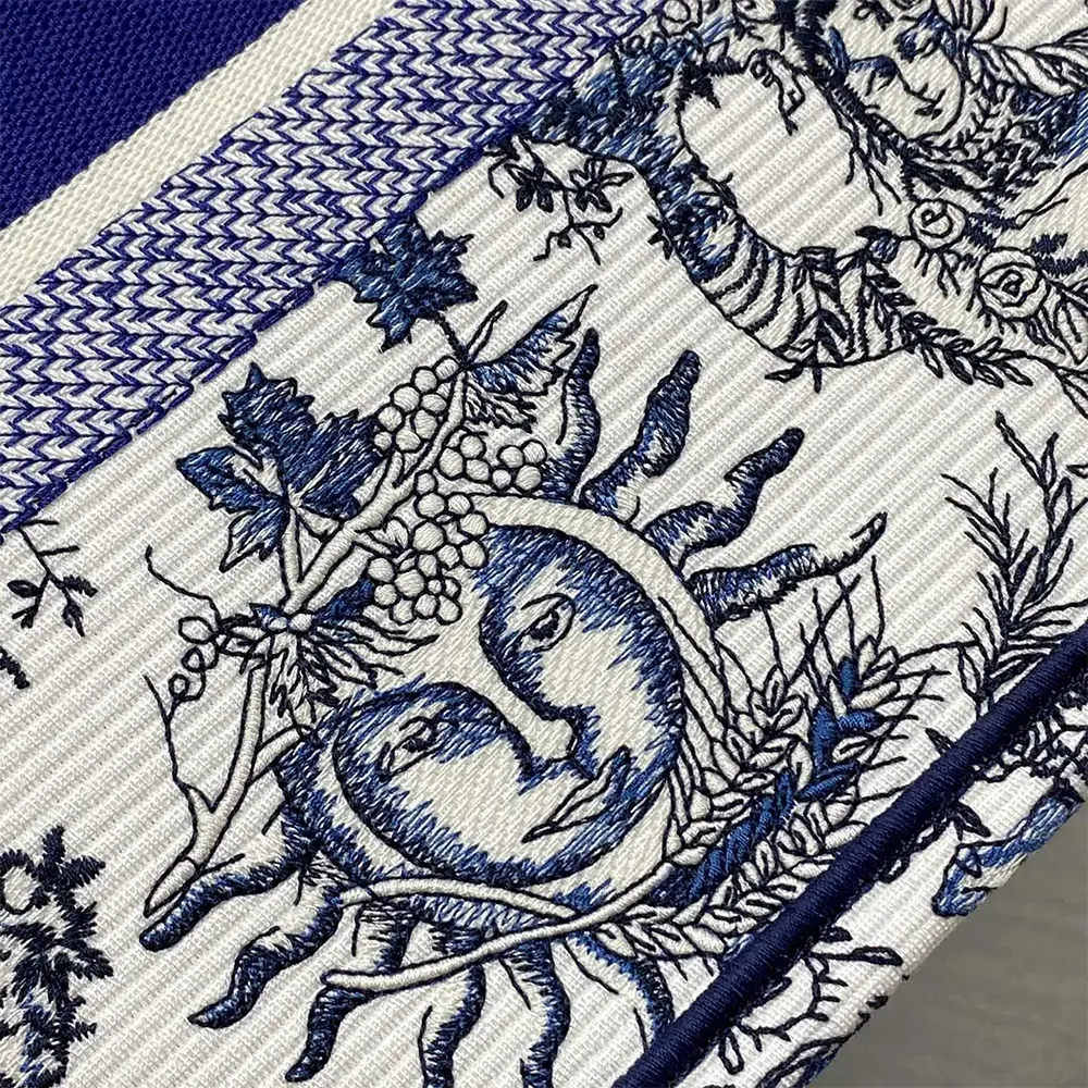Dior Women Medium Dior Book Tote White and Navy Blue Toile de Jouy Soleil Embroidery - image 7
