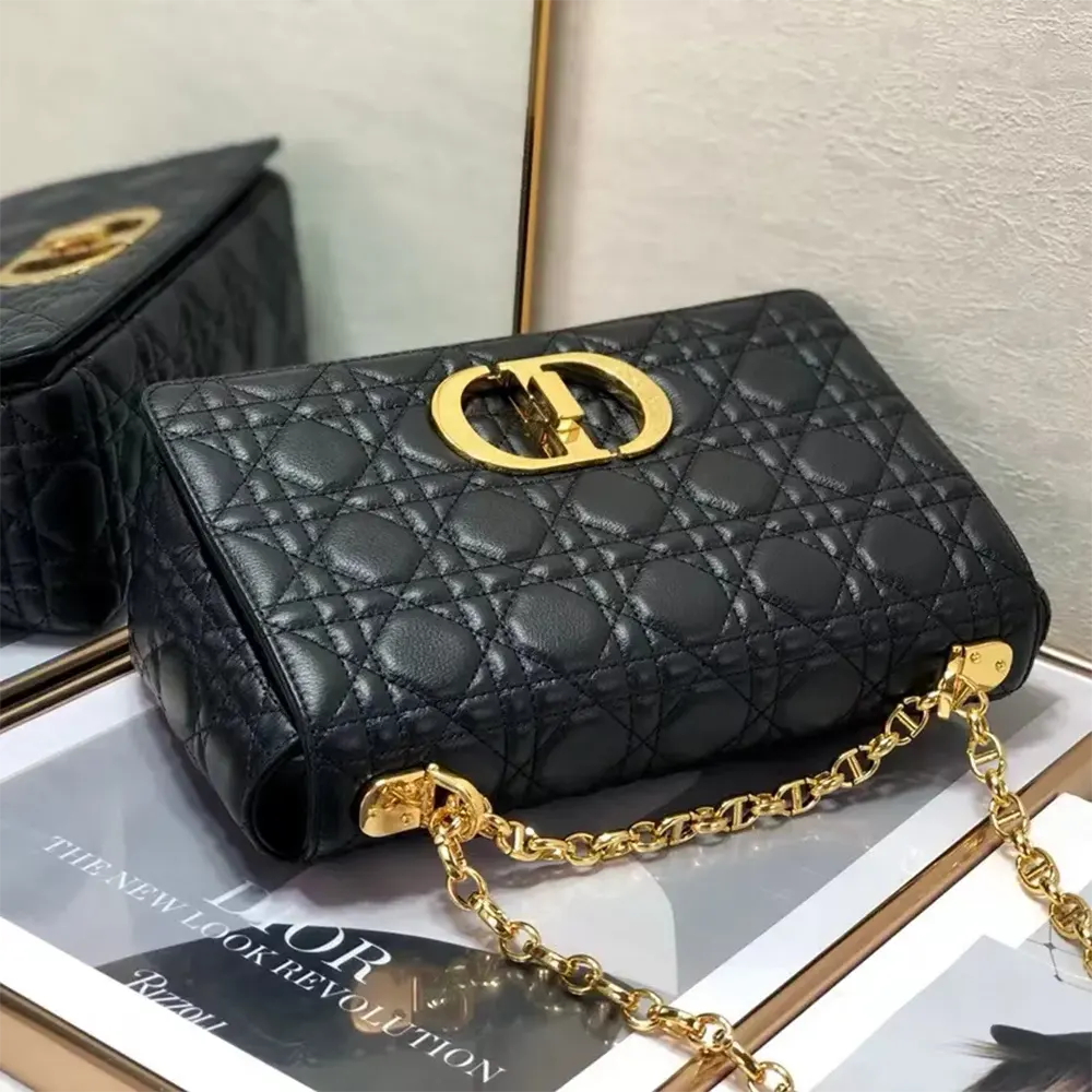 Dior Women Medium Dior Caro Bag Black Supple Cannage Calfskin - image 4