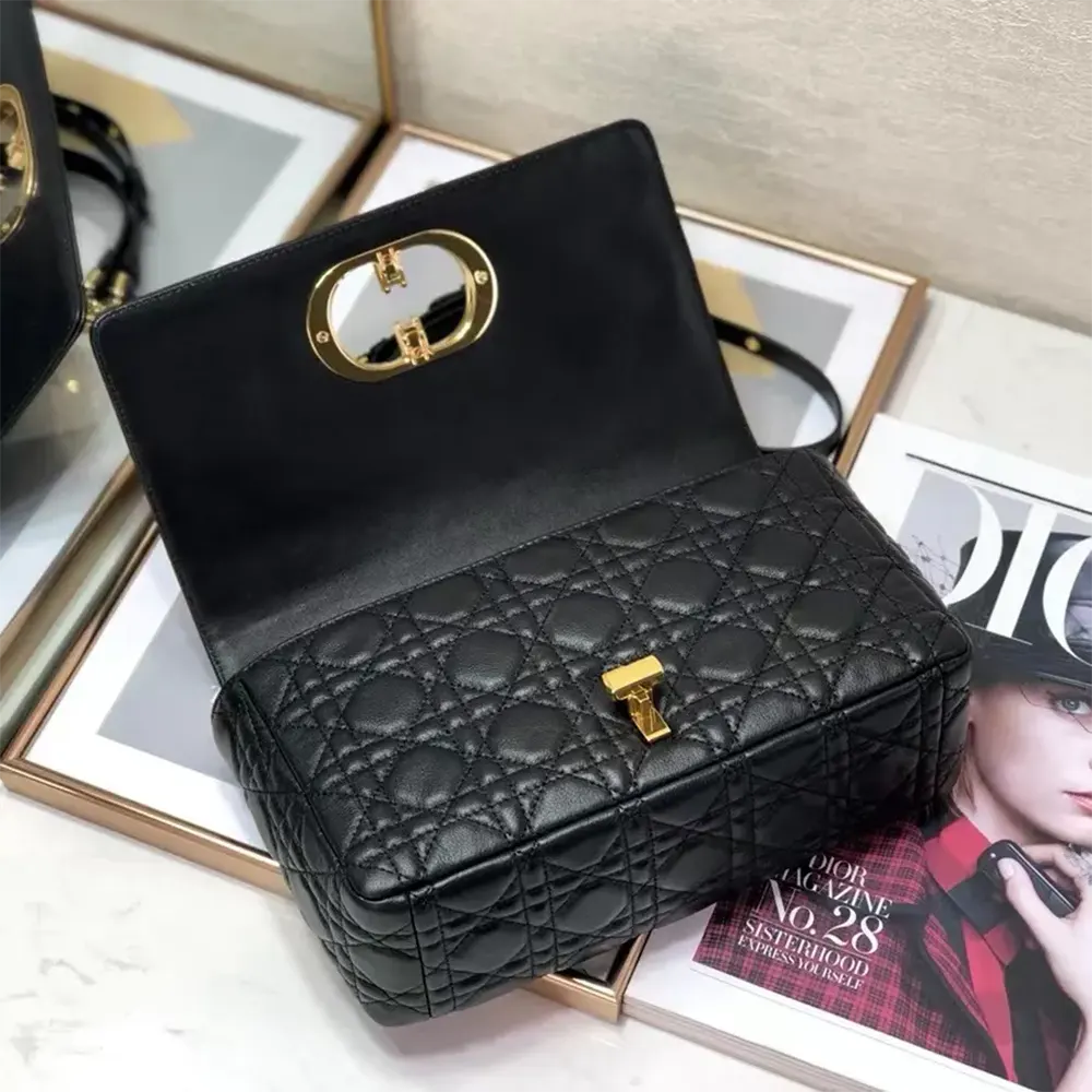 Dior Women Medium Dior Caro Bag Black Supple Cannage Calfskin - image 8