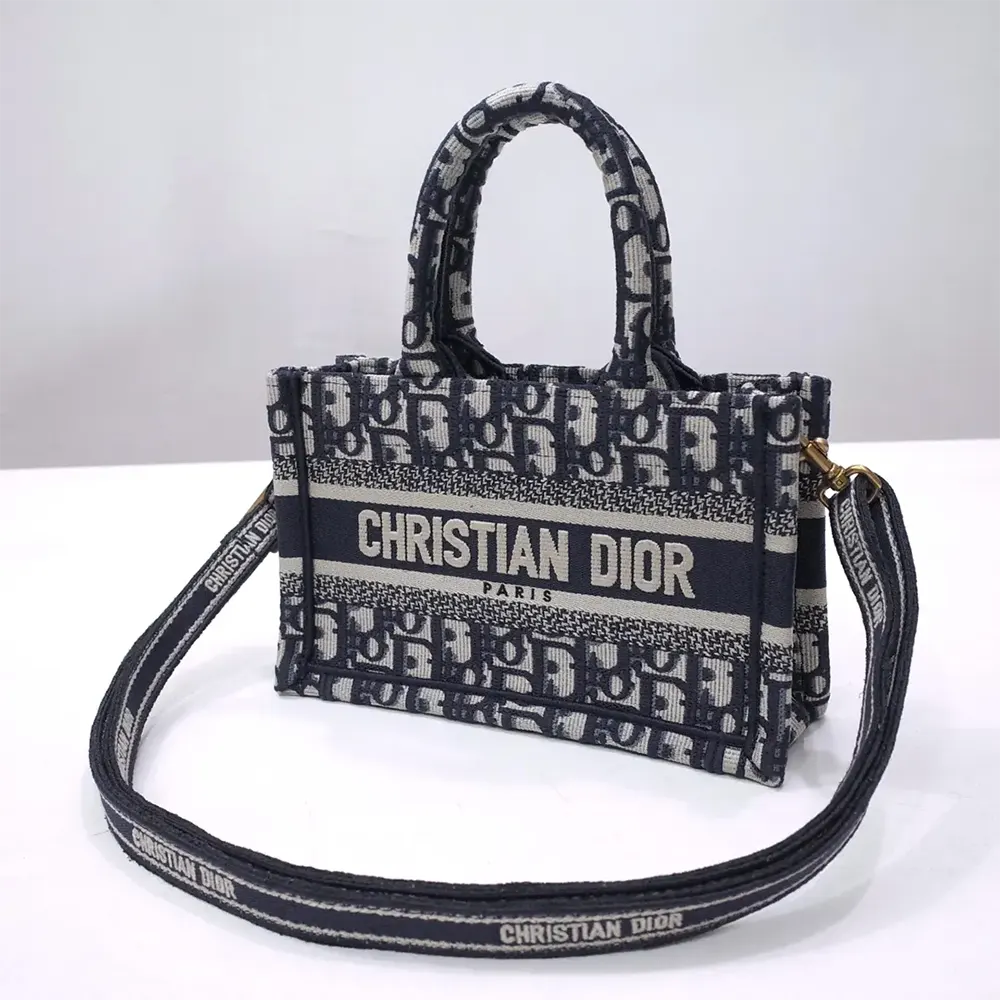 Dior Women Mini Dior Book Tote Blue Dior Oblique Embroidery - image 4