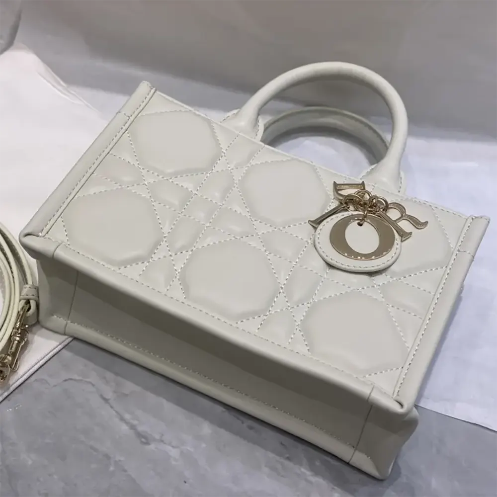 Dior Women Mini Dior Book Tote Latte Macrocannage Calfskin - image 7