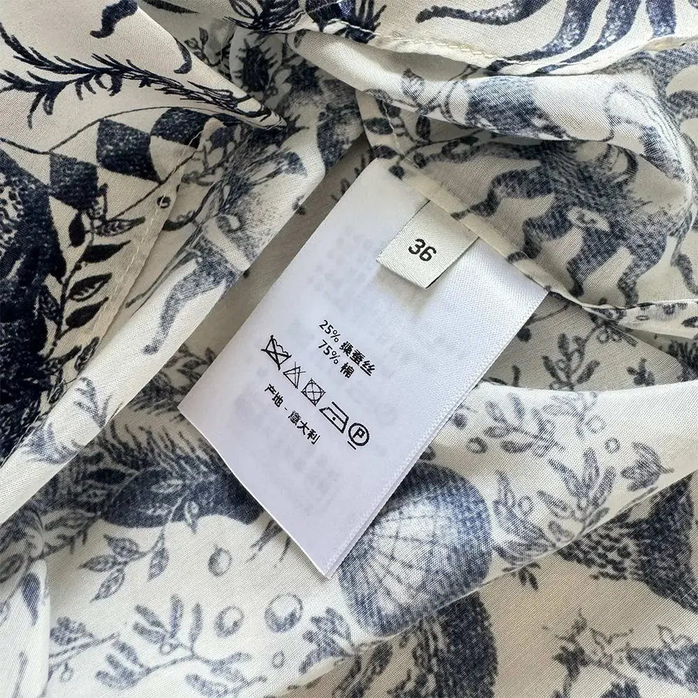 Dior Women Pants White and Navy Blue Toile de Jouy Soleil Cotton Voile - image 6