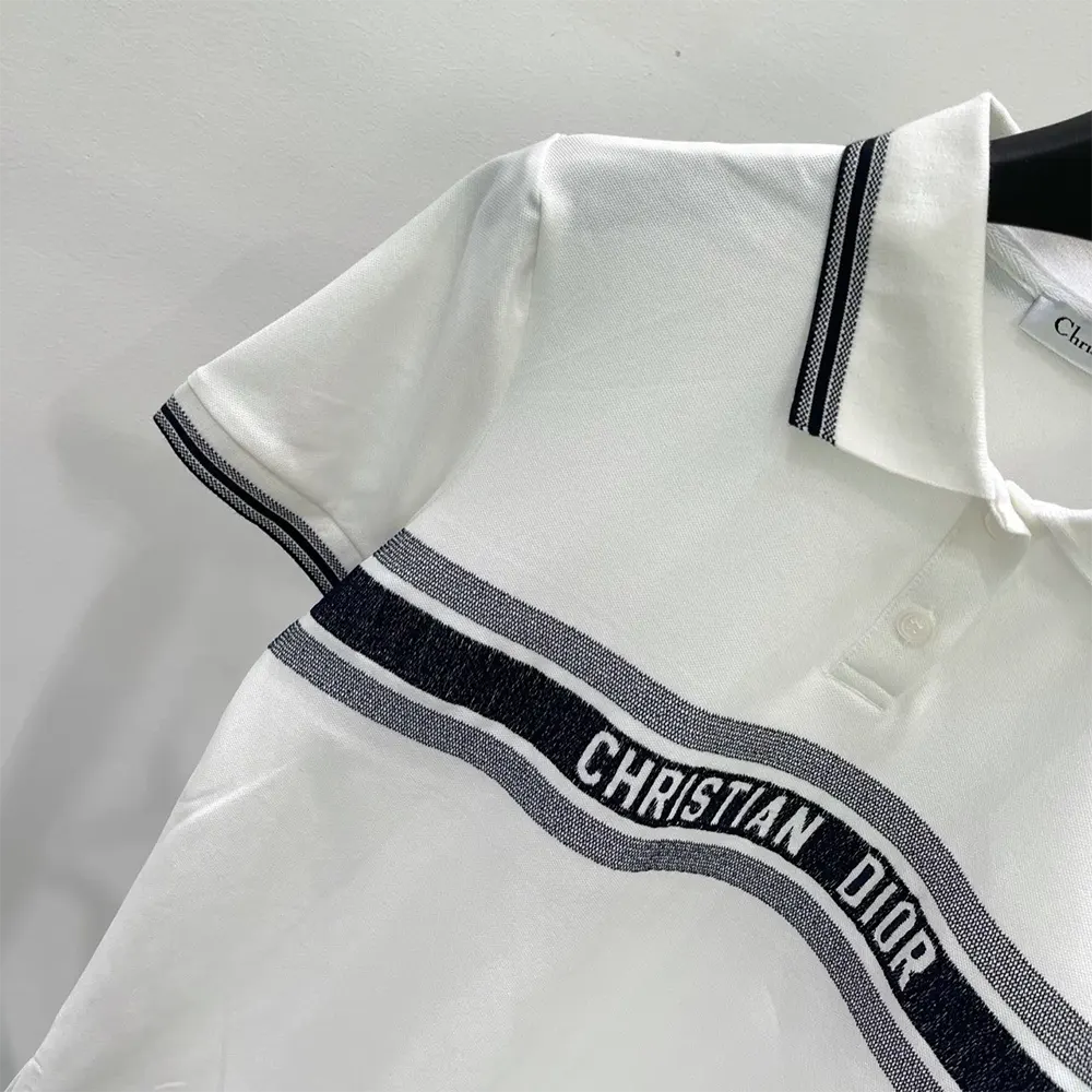 Side profile showing tailored fit of Dior Women Polo Shirt