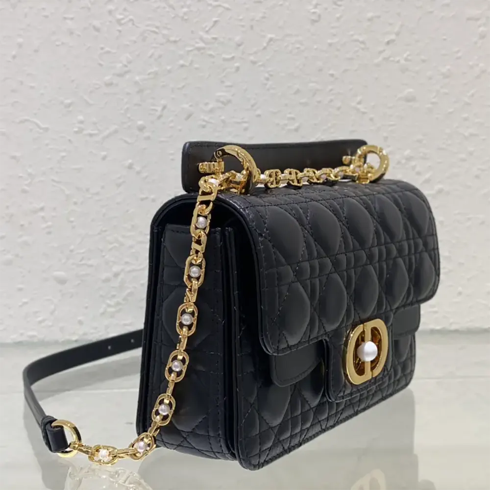 Dior Women Small Dior Jolie Top Handle Bag Black Cannage Calfskin - image 6