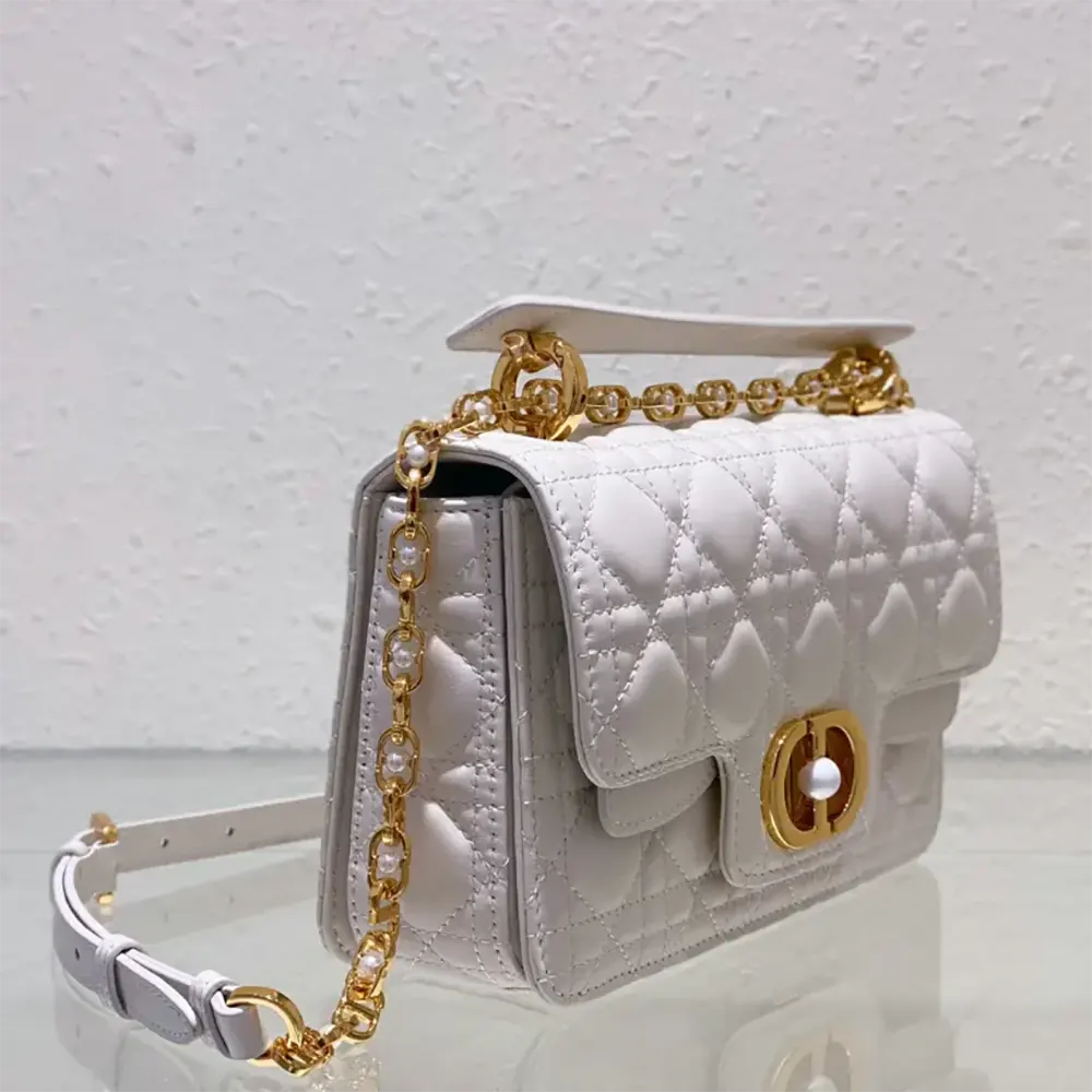 Dior Women Small Dior Jolie Top Handle Bag Latte Cannage Calfskin - image 5