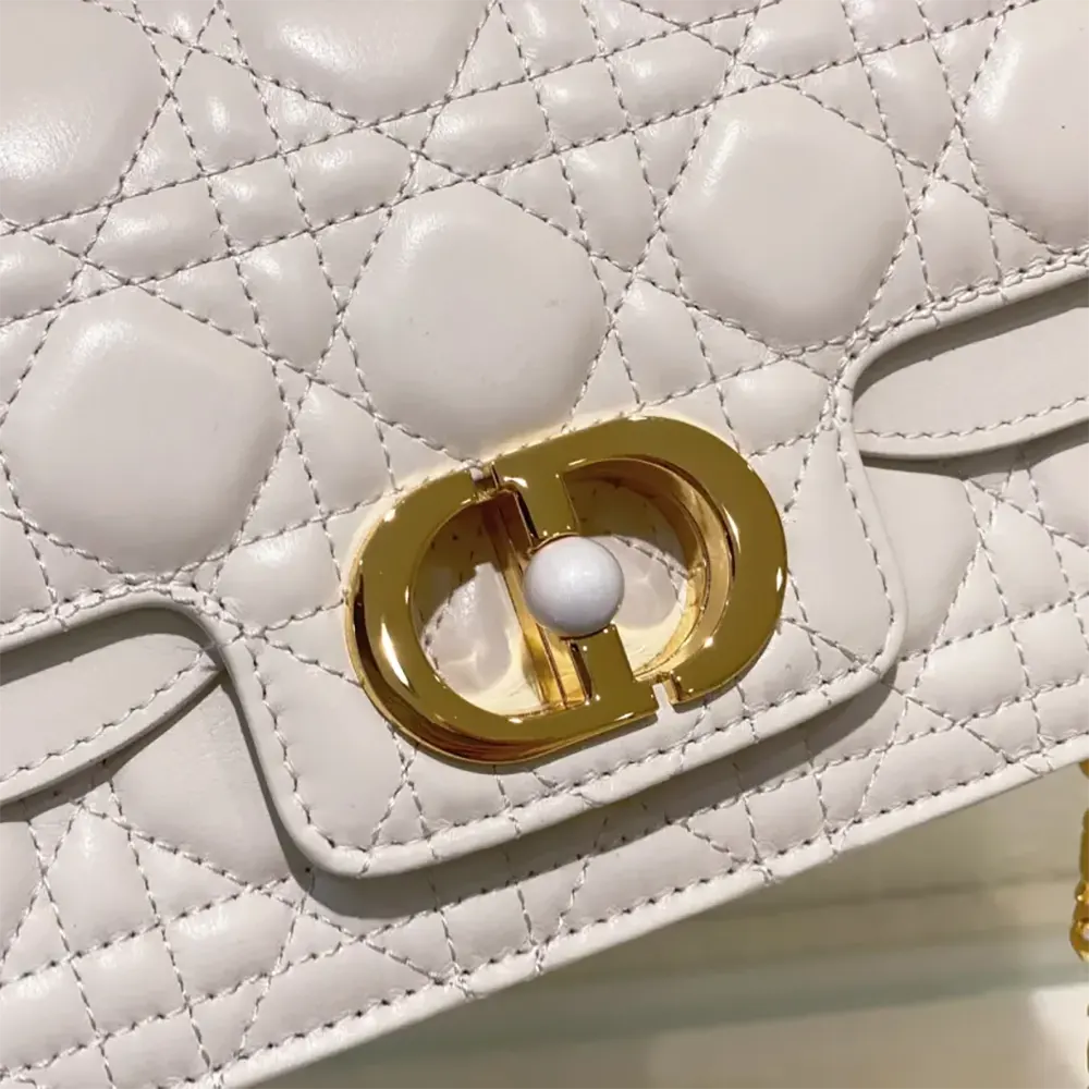 Dior Women Small Dior Jolie Top Handle Bag Latte Cannage Calfskin - image 9