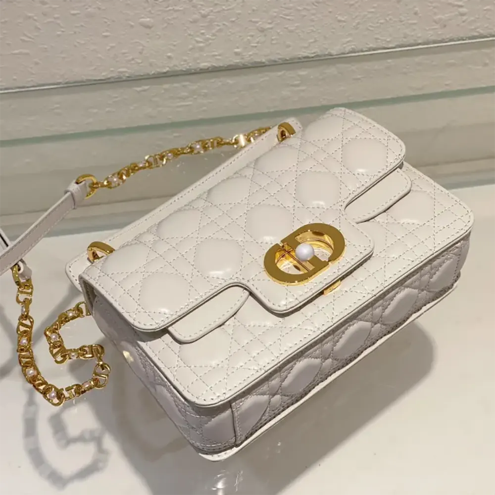 Dior Women Small Dior Jolie Top Handle Bag Latte Cannage Calfskin - image 6