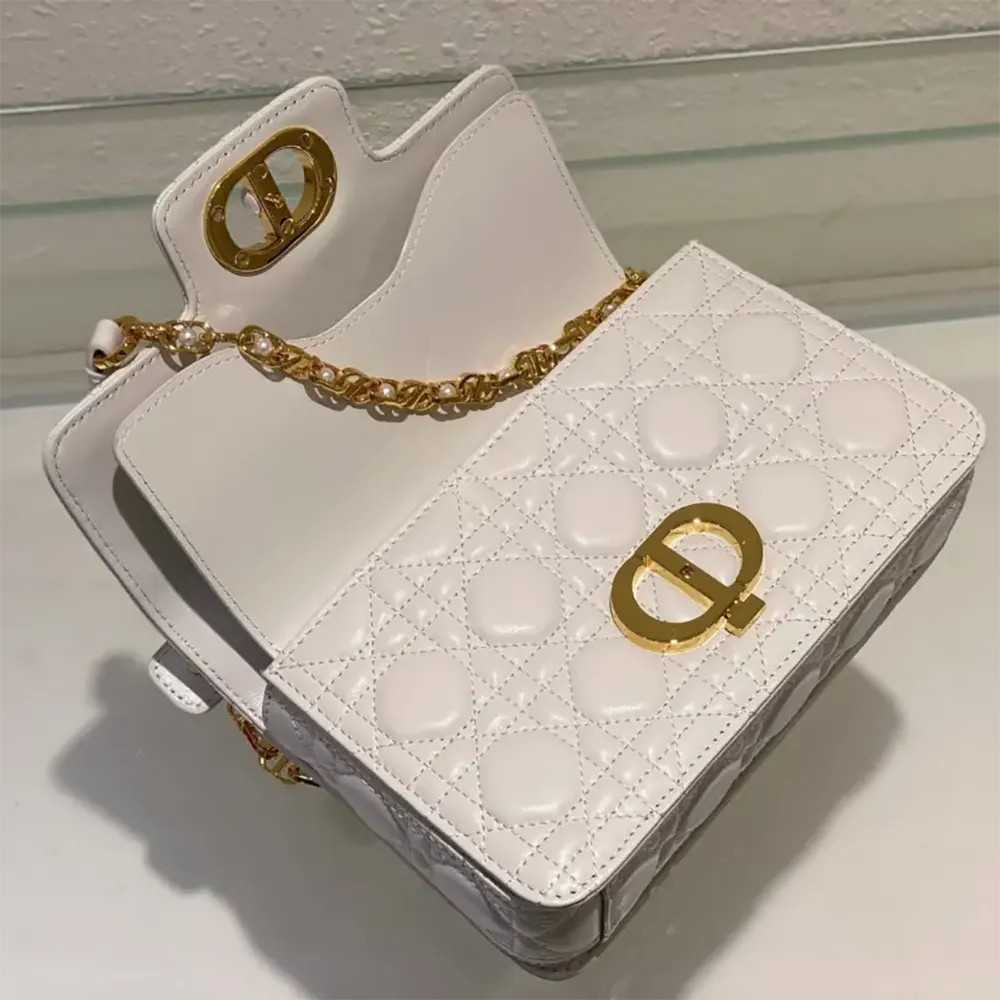 Dior Women Small Dior Jolie Top Handle Bag Latte Cannage Calfskin - image 8