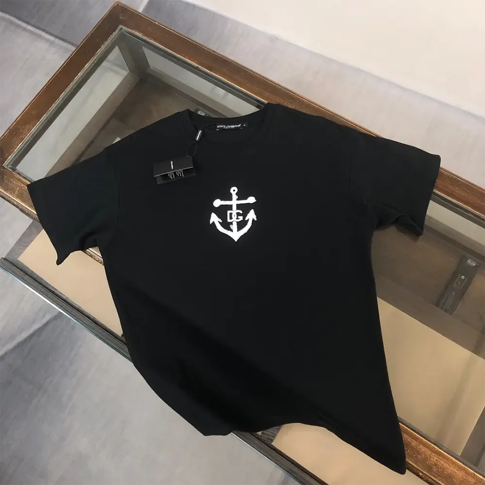 Close-up of marina print detail on Dolce Gabbana D&G Men short-sleeved T-shirt
