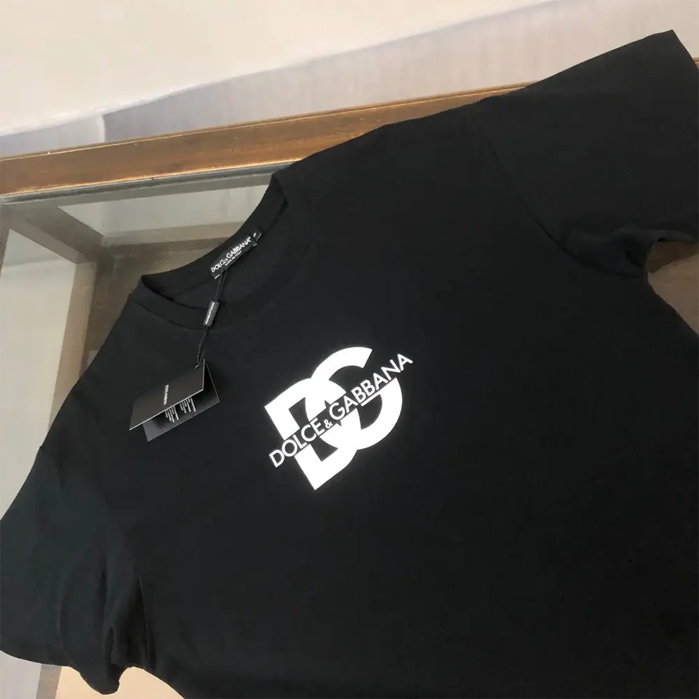 Dolce Gabbana D&G Men Short-sleeved T-shirt with DG Logo Print-Black - image 4