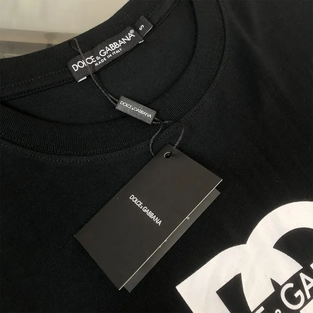Dolce Gabbana D&G Men Short-sleeved T-shirt with DG Logo Print-Black - image 6