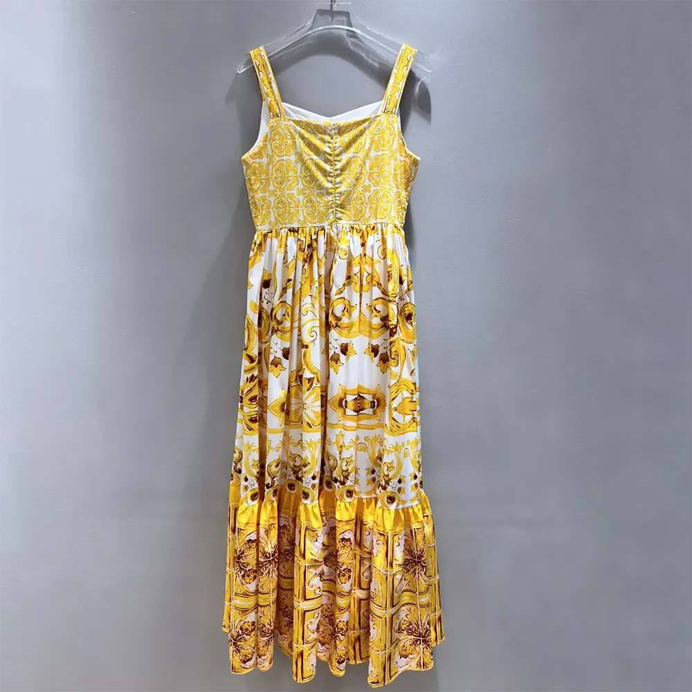 Dolce Gabbana D&G Women Calf-length Corset Dress in Majolica-print Cotton Poplin - image 4