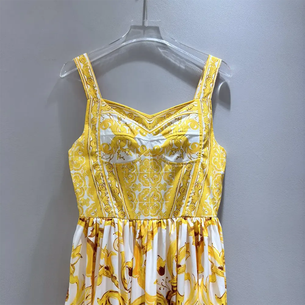 Dolce Gabbana D&G Women Calf-length Corset Dress in Majolica-print Cotton Poplin - image 6