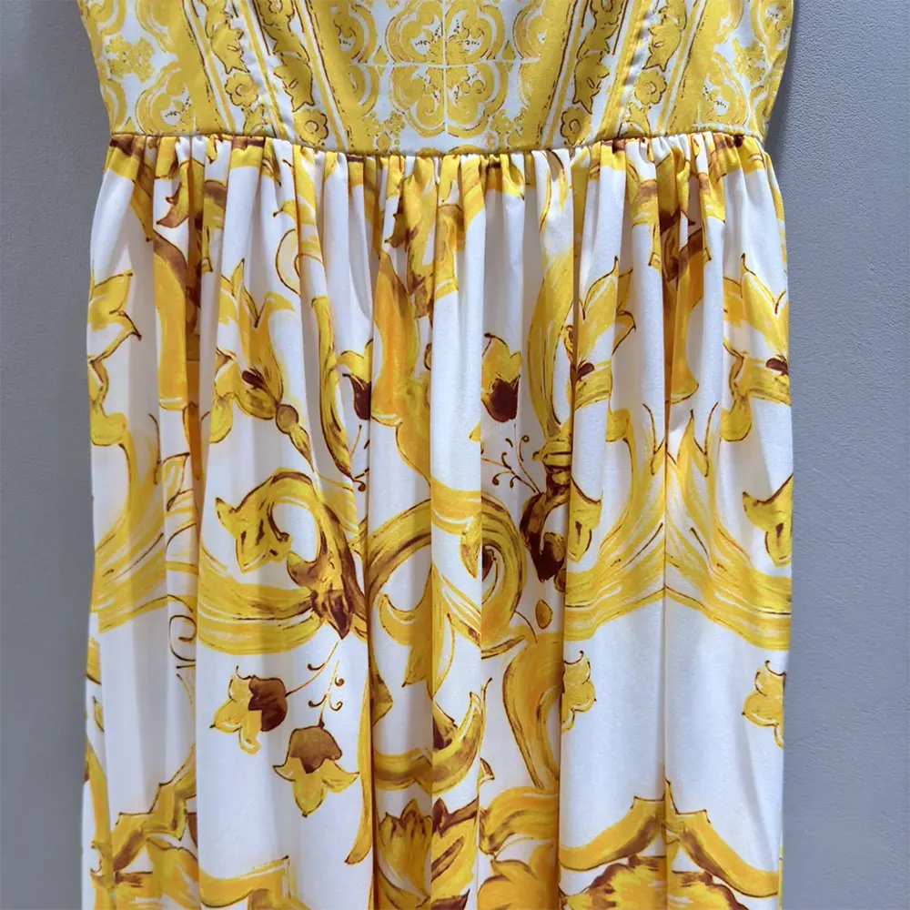 Dolce Gabbana D&G Women Calf-length Corset Dress in Majolica-print Cotton Poplin - image 9