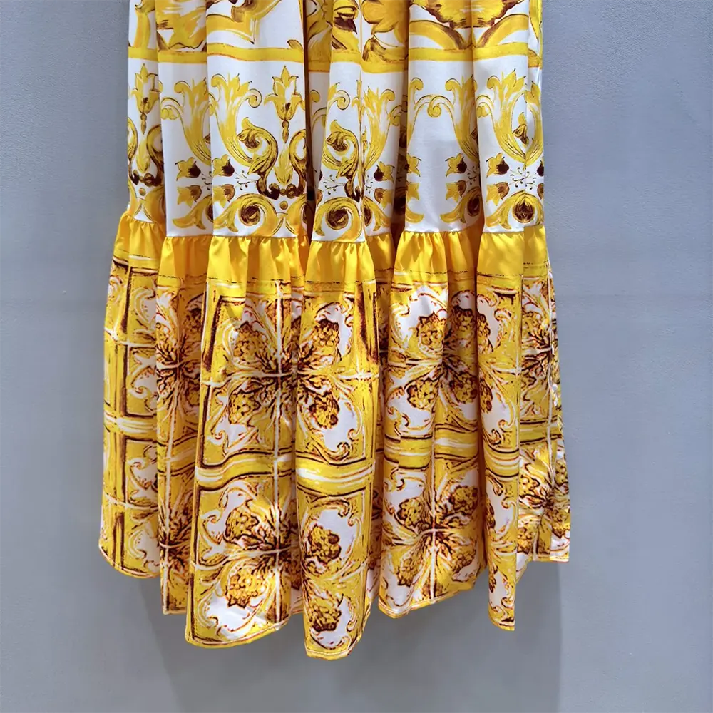 Dolce Gabbana D&G Women Calf-length Corset Dress in Majolica-print Cotton Poplin - image 10