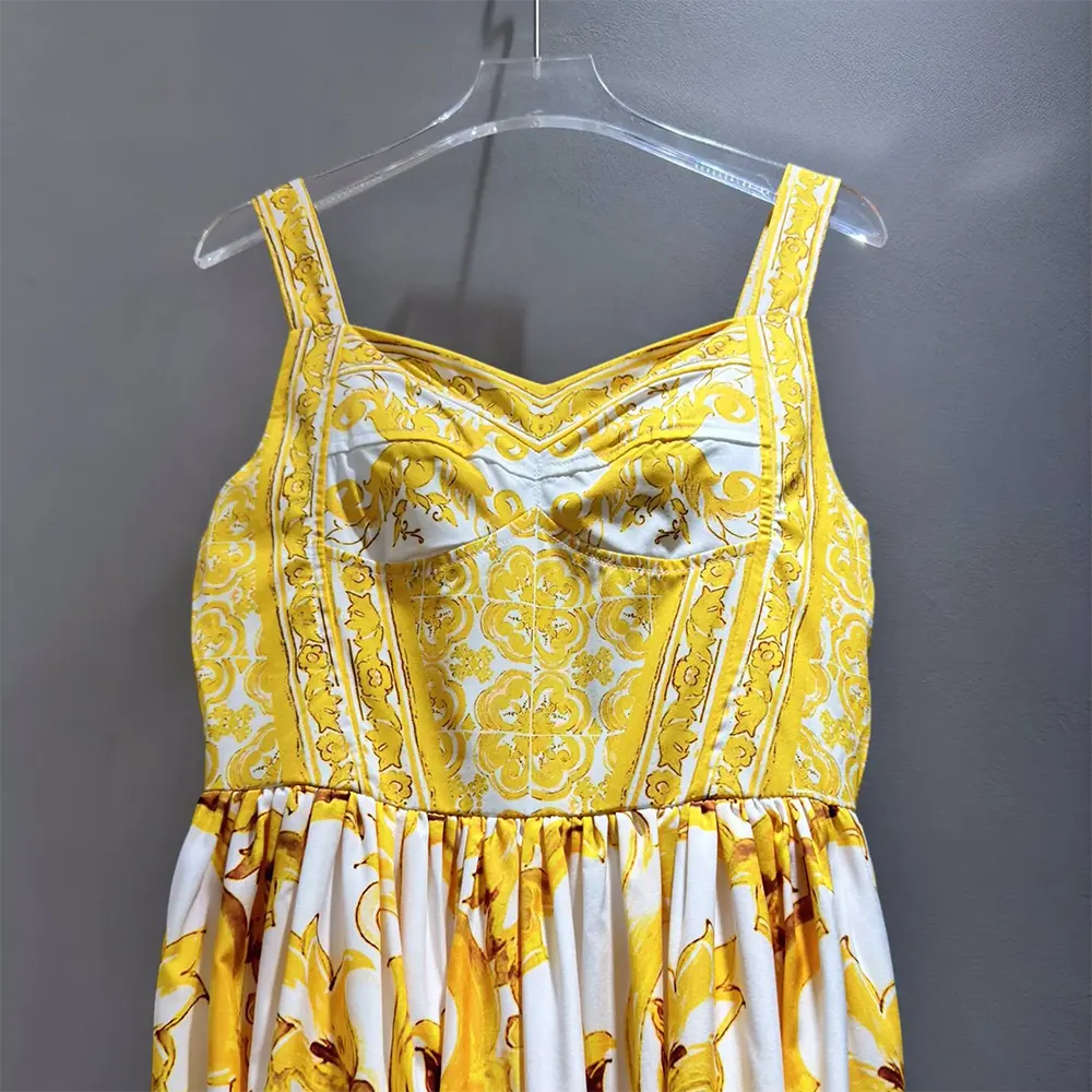 Dolce Gabbana D&G Women Calf-length Corset Dress in Majolica-print Cotton Poplin - image 7