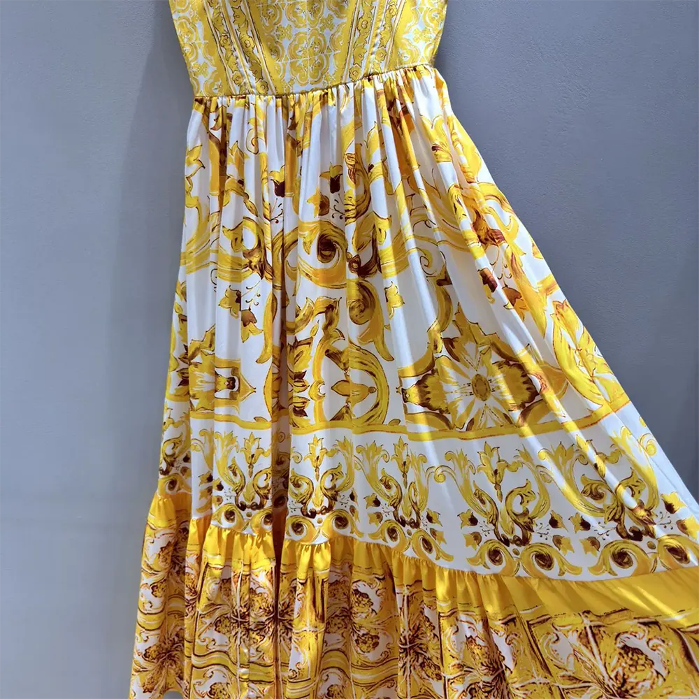 Dolce Gabbana D&G Women Calf-length Corset Dress in Majolica-print Cotton Poplin - image 8