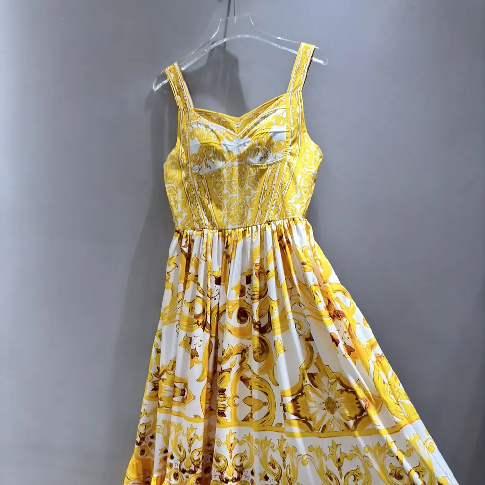 Dolce Gabbana D&G Women Calf-length Corset Dress in Majolica-print Cotton Poplin - image 5