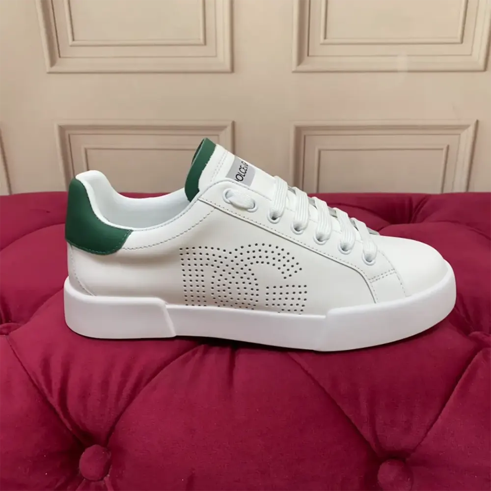 Top-down shot showing lace-up closure of Dolce Gabbana D&G Portofino Sneakers