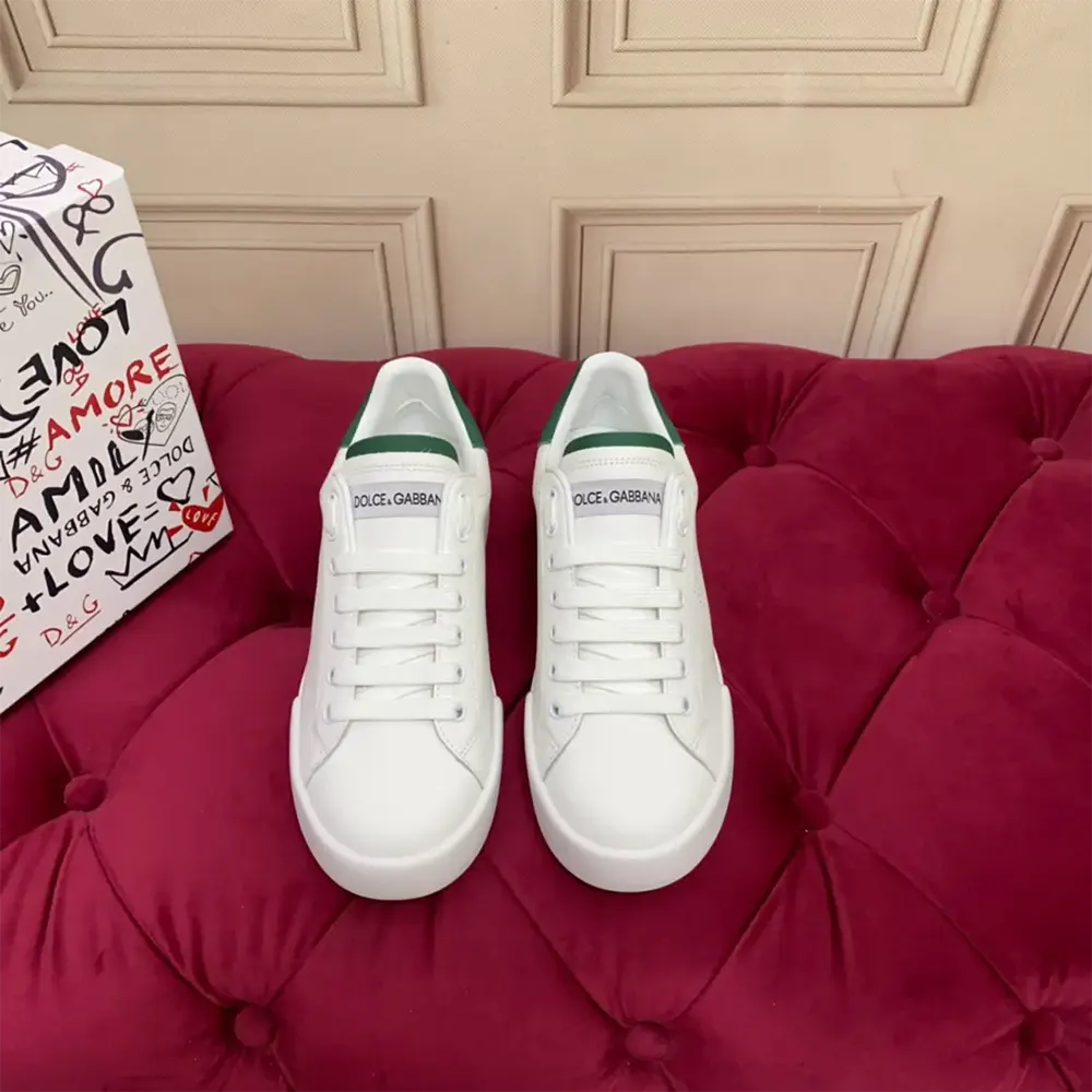 Dolce Gabbana D&G Unisex Calfskin Portofino Sneakers-White - image 7