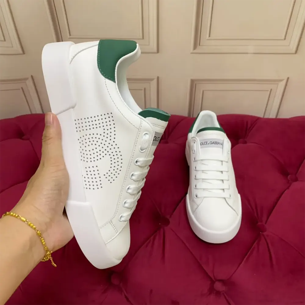 Dolce Gabbana D&G Unisex Calfskin Portofino Sneakers-White - image 8