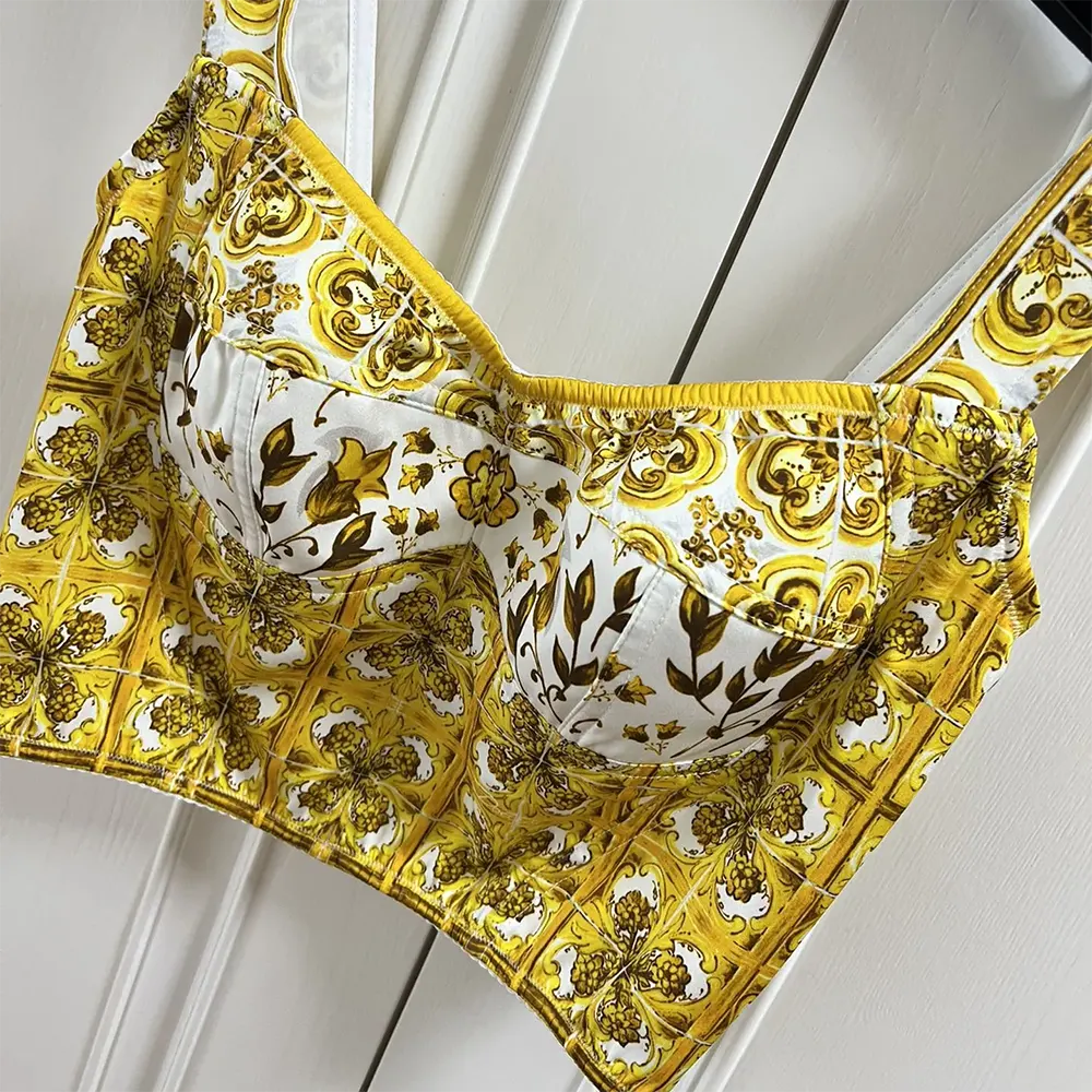 Dolce Gabbana D&G Women Cotton Corset Top with Majolica Print - image 7