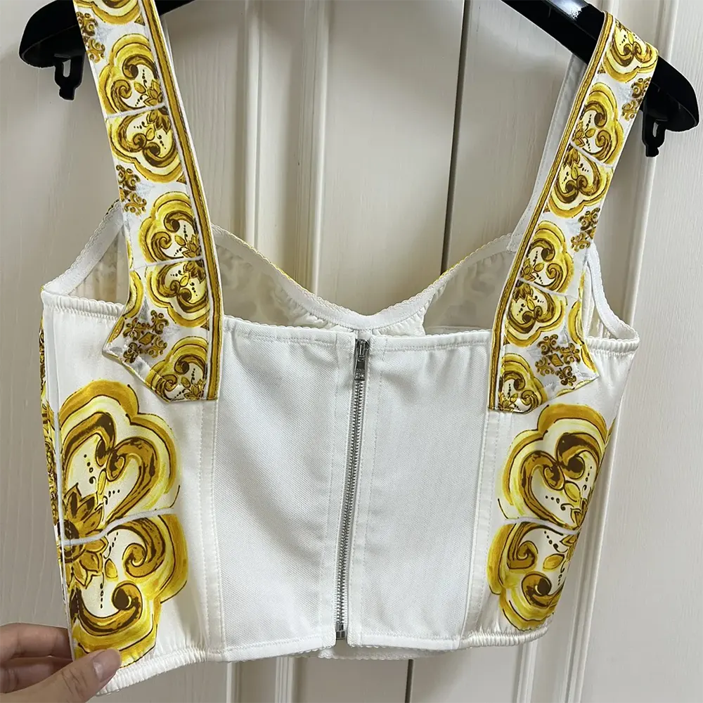 Dolce Gabbana D&G Women Cotton Corset Top with Majolica Print - image 8