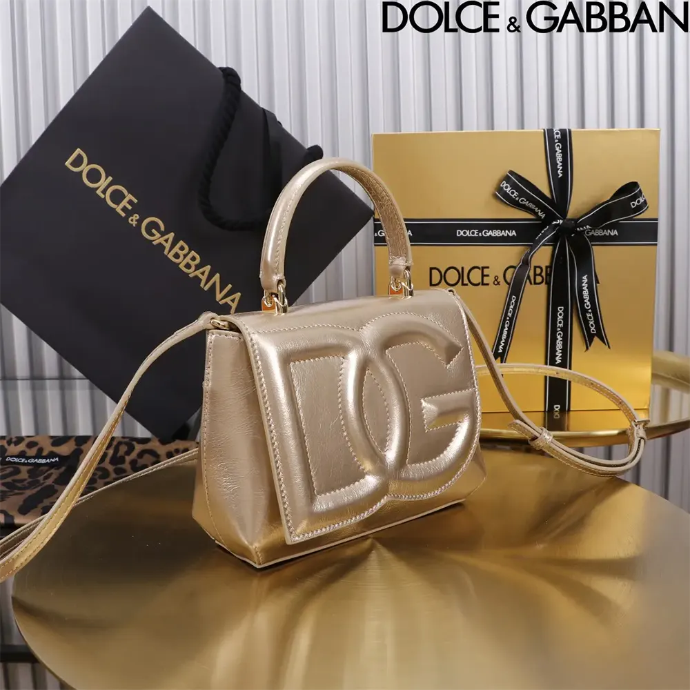 Dolce Gabbana D&G Women DG Logo Bag Top-handle Bag-Gold - image 4