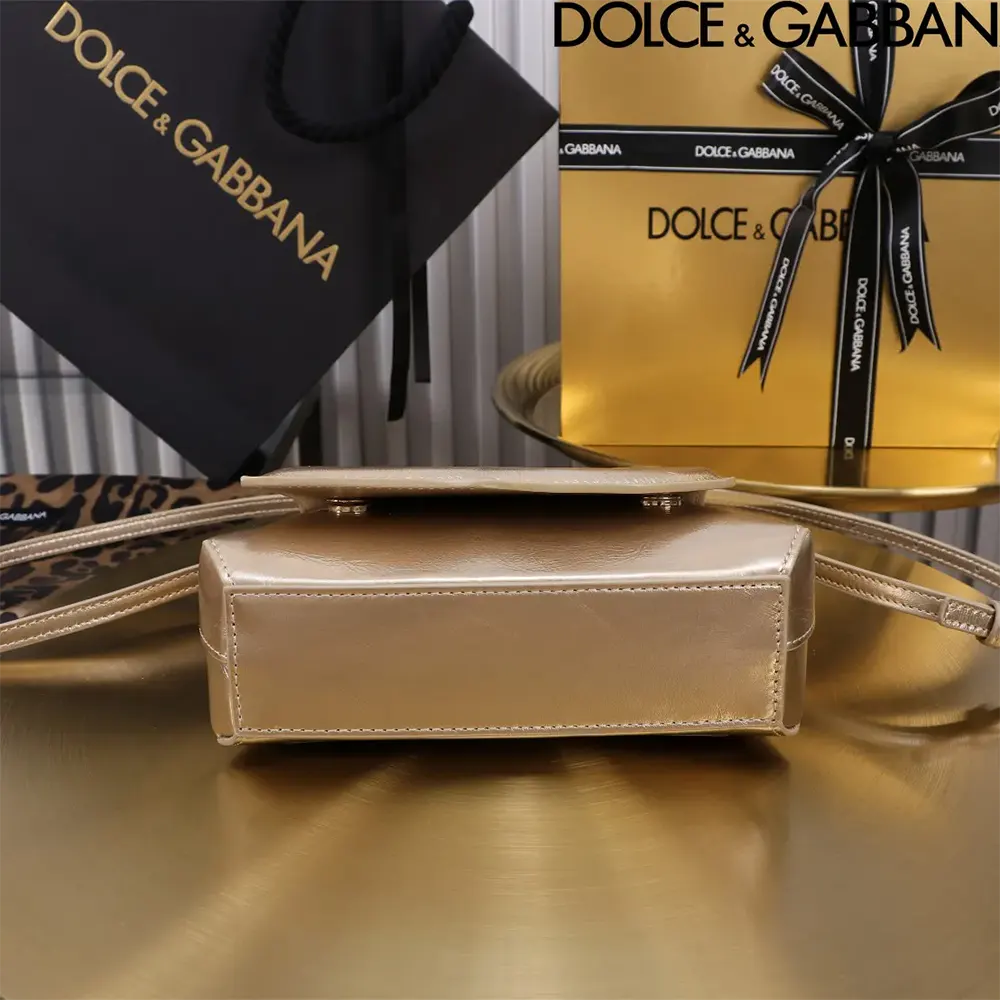 Dolce Gabbana D&G Women DG Logo Bag Top-handle Bag-Gold - image 5