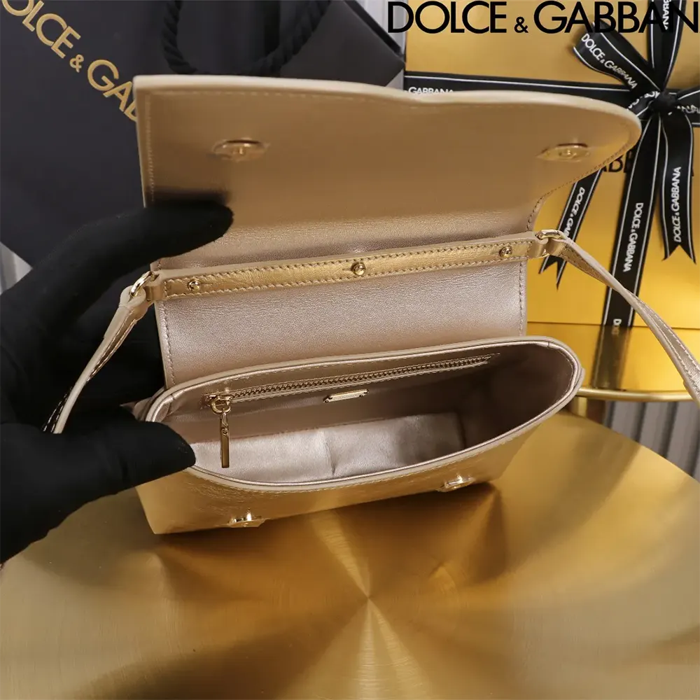 Dolce Gabbana D&G Women DG Logo Bag Top-handle Bag-Gold - image 8