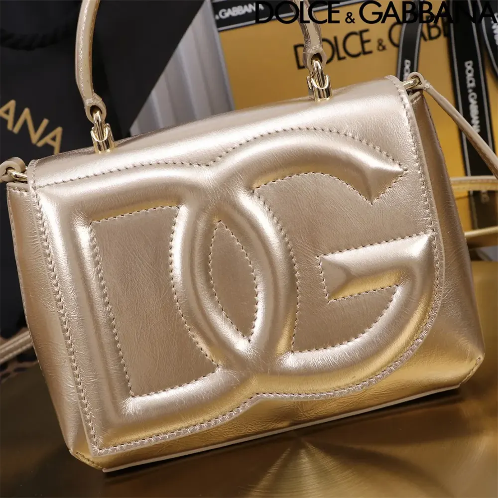 Dolce Gabbana D&G Women DG Logo Bag Top-handle Bag-Gold - image 6