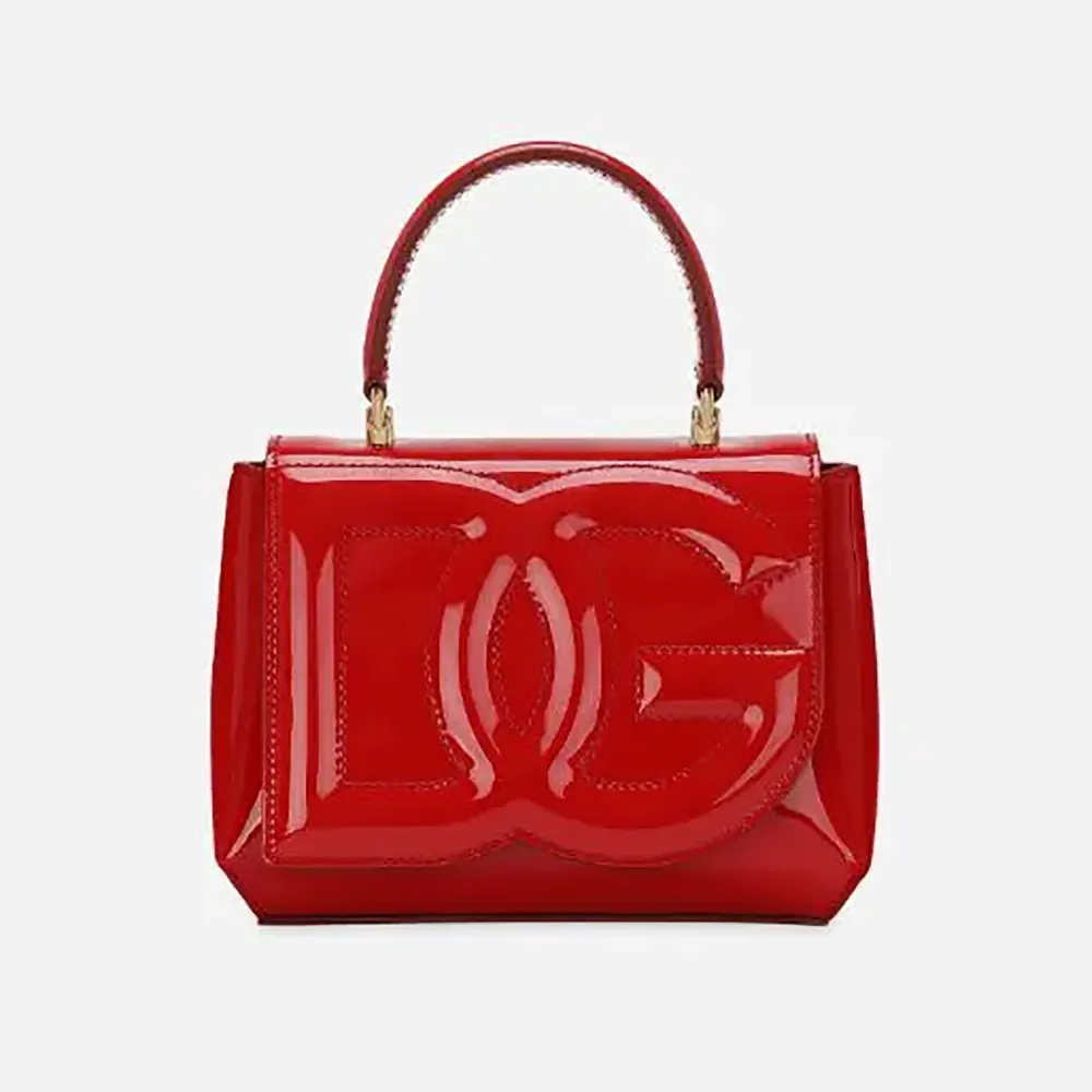 Front view of Dolce Gabbana D&G Women DG Logo Bag Top-handle Bag-Red