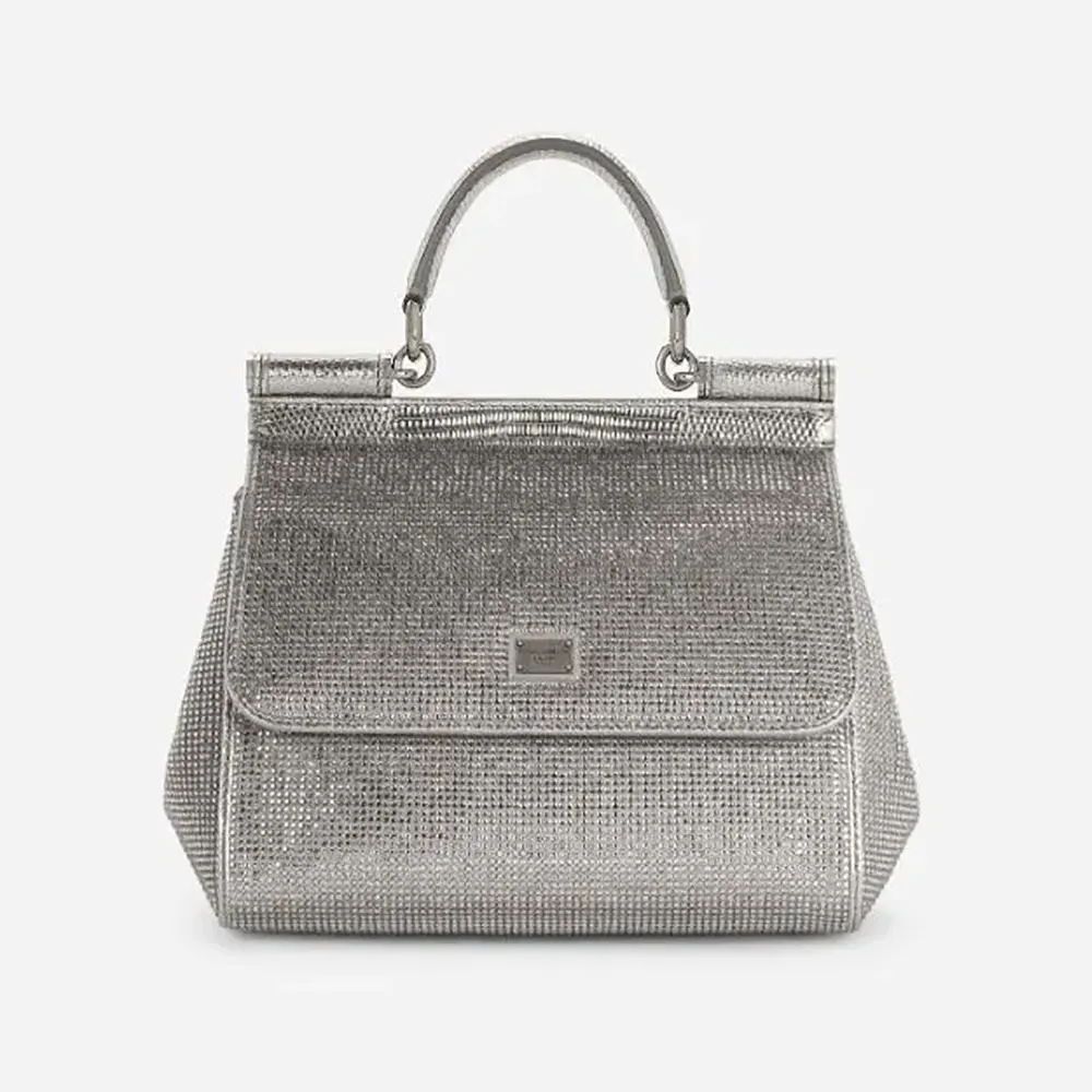 Front view of Dolce Gabbana D&G Women KIM DOLCE&GABBANA Medium Sicily Handbag in silver