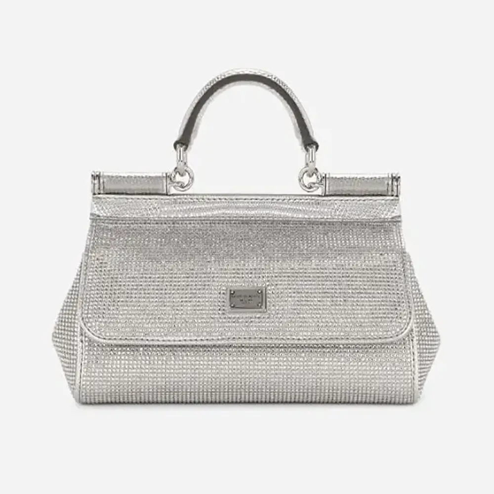 Front view of Dolce Gabbana D&G Women KIM DOLCE&GABBANA Small Sicily Handbag in silver