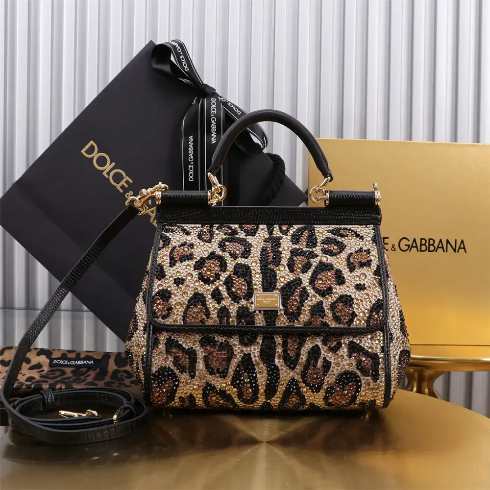 Side angle showing structured silhouette of Dolce Gabbana D&G Sicily Handbag