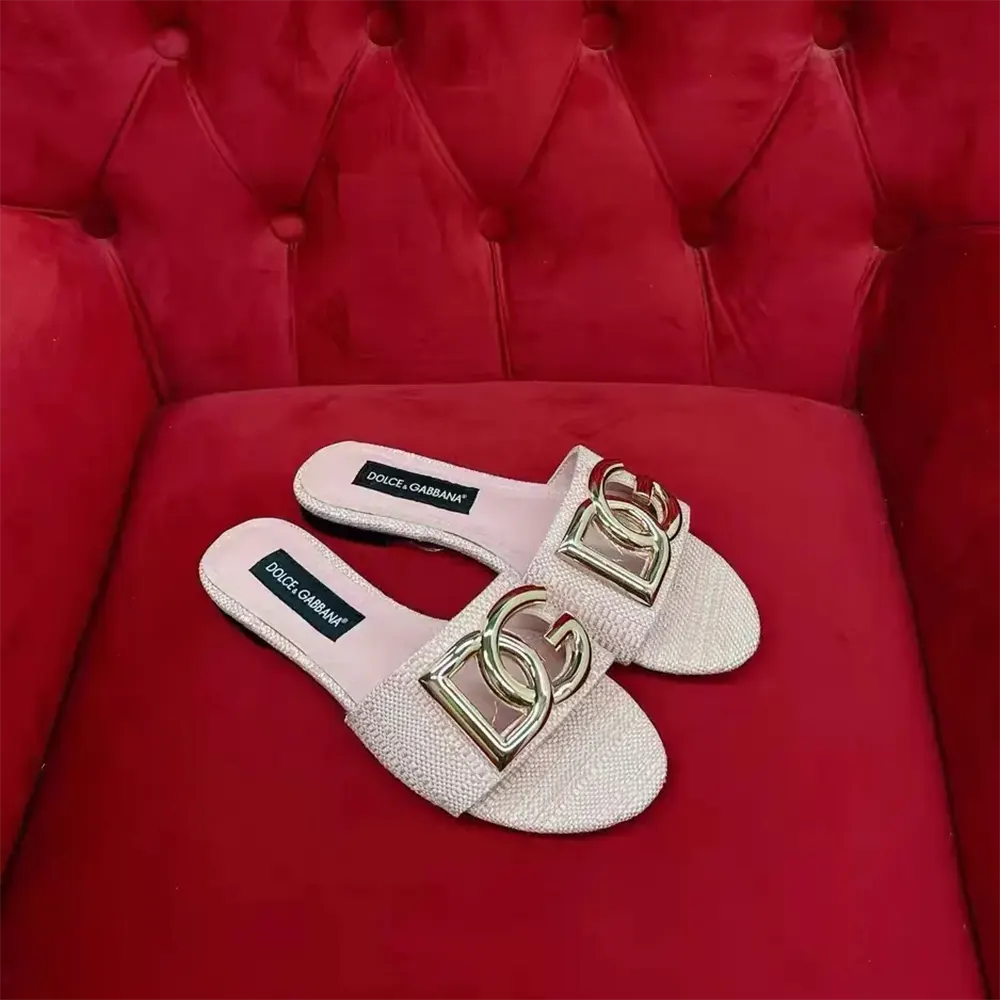Dolce Gabbana D&G Women Raffia Sliders-Pink - image 4