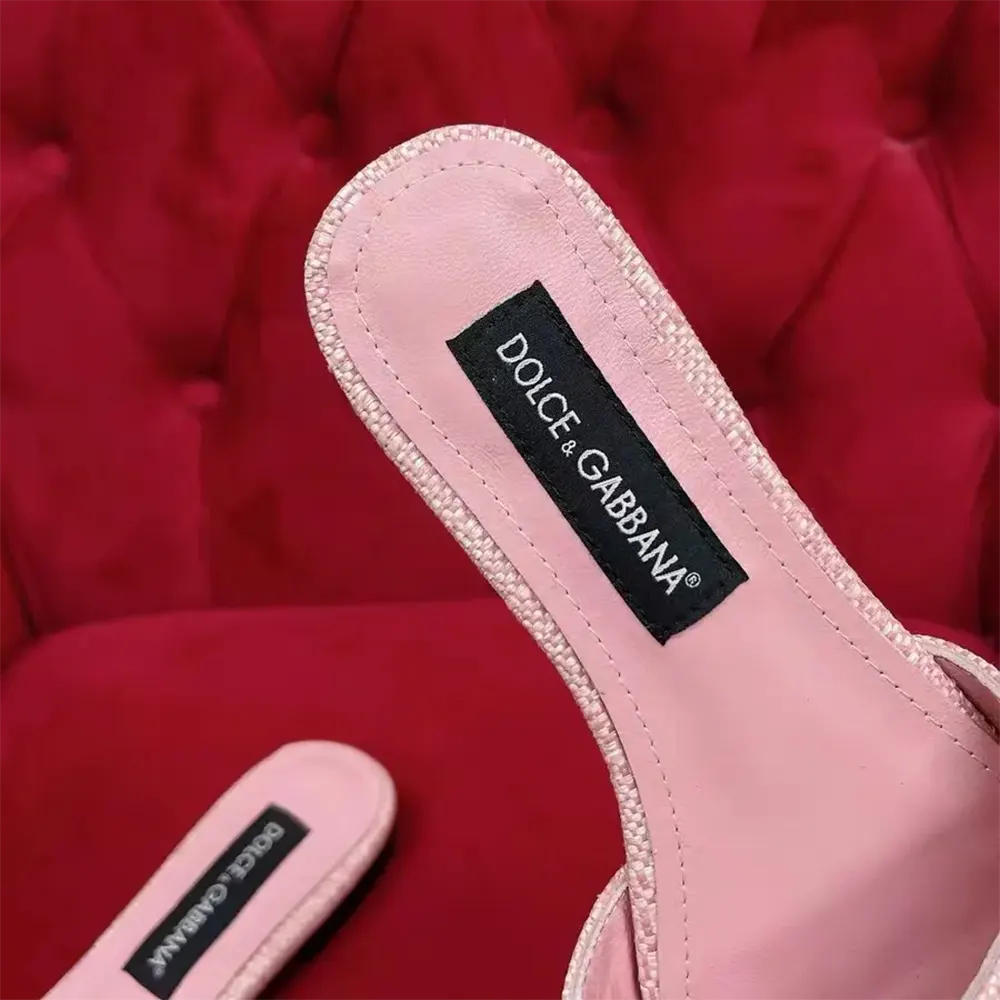 Dolce Gabbana D&G Women Raffia Sliders-Pink - image 8