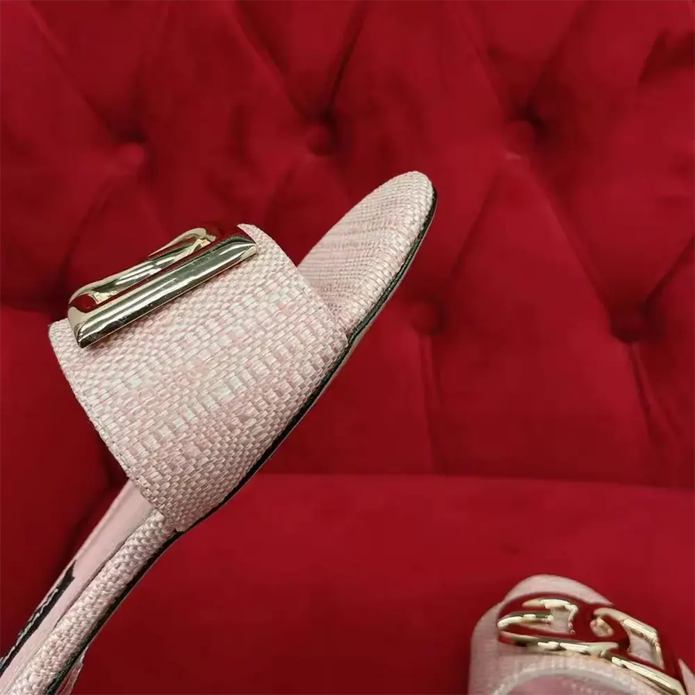 Dolce Gabbana D&G Women Raffia Sliders-Pink - image 7