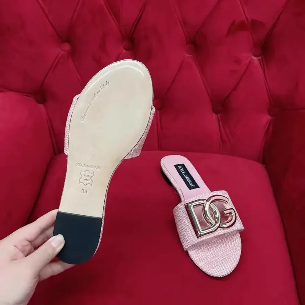 Dolce Gabbana D&G Women Raffia Sliders-Pink - image 9