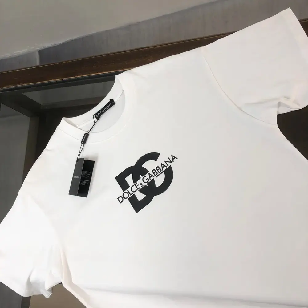 Dolce Gabbana D&G Men Short-sleeved T-shirt with DG Logo Print-White - image 4