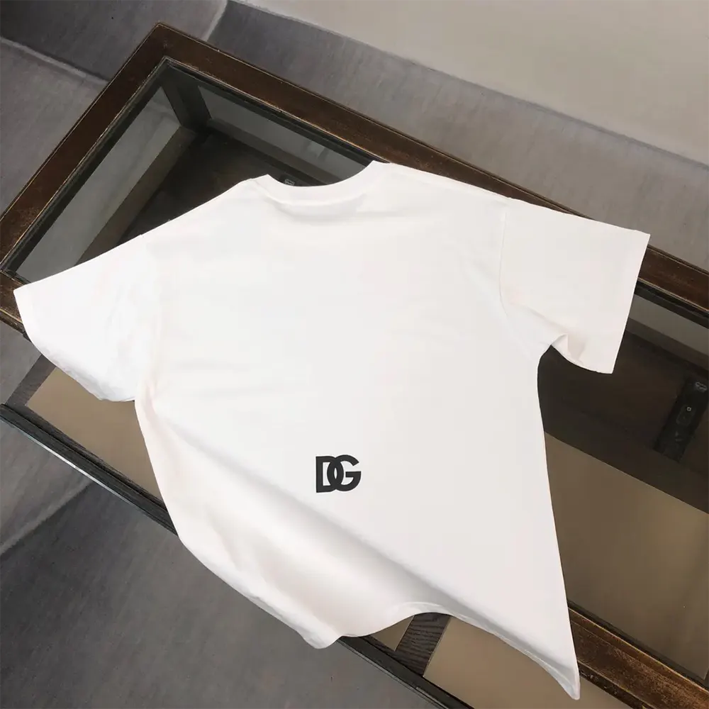 Side angle showing fit of Dolce Gabbana D&G Men Short-sleeved T-shirt white