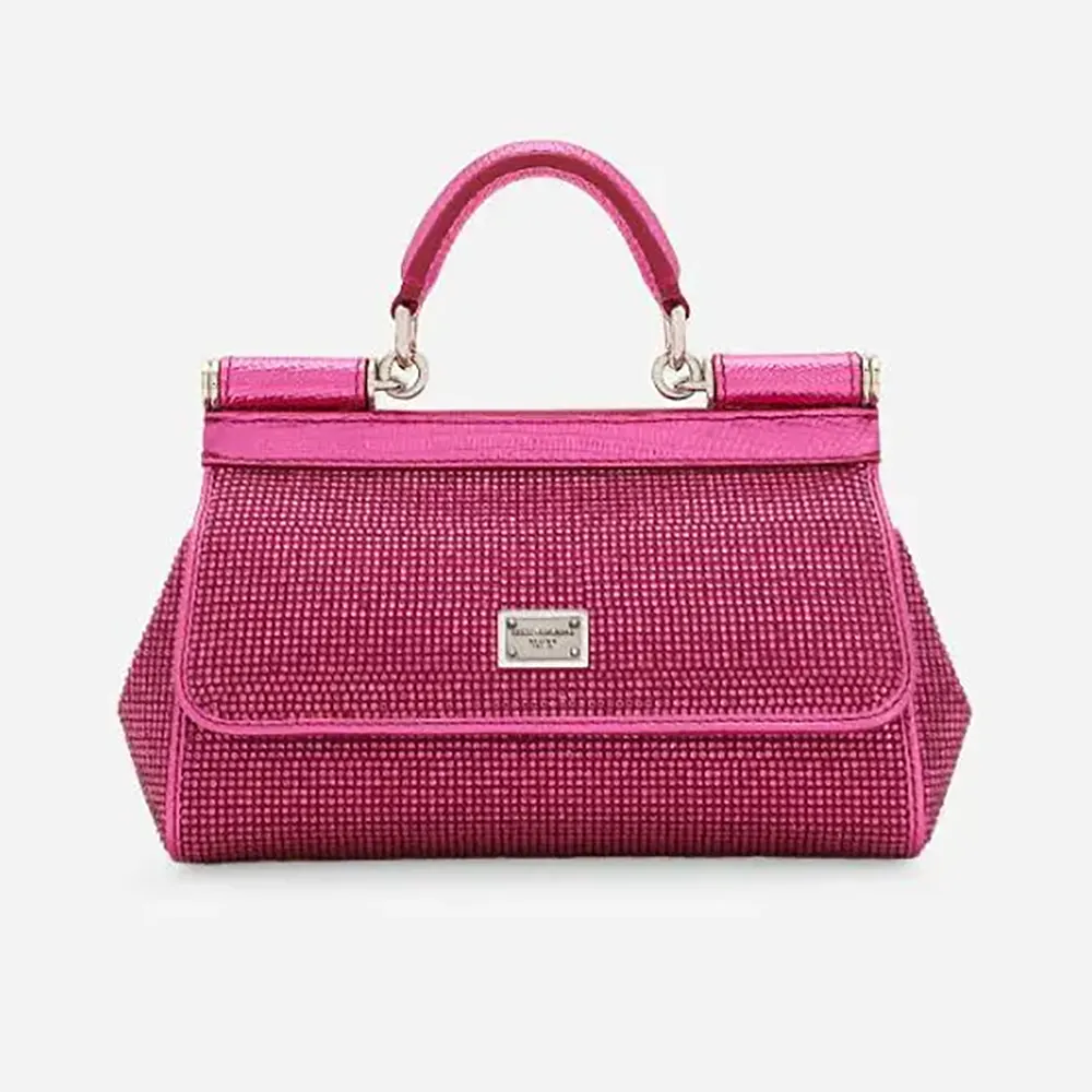 Front view of Dolce Gabbana D&G Women Small Sicily Handbag in rose