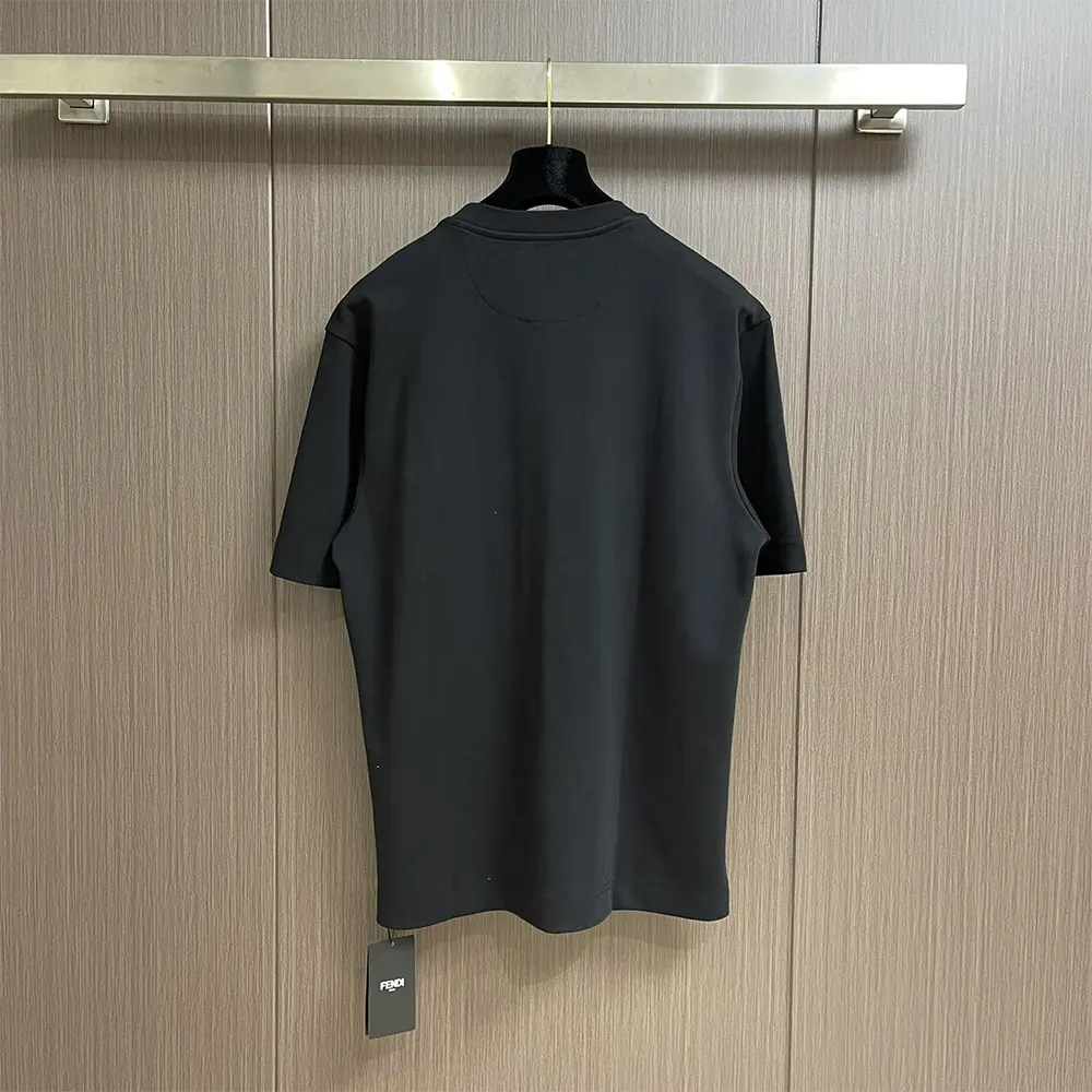 Side profile of Fendi Women Black Cotton T-shirt silhouette
