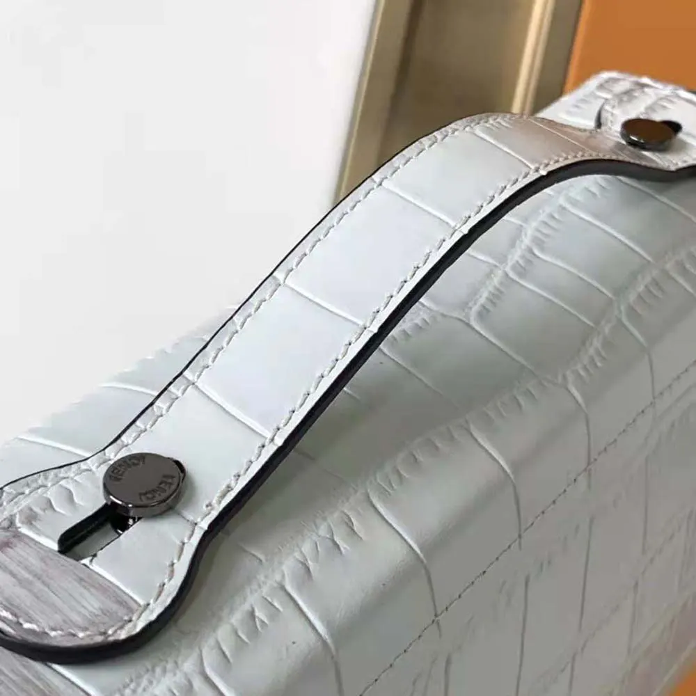 Fendi Men Soft Trunk Baguette White Nuanced Crocodile Leather Bag - image 7