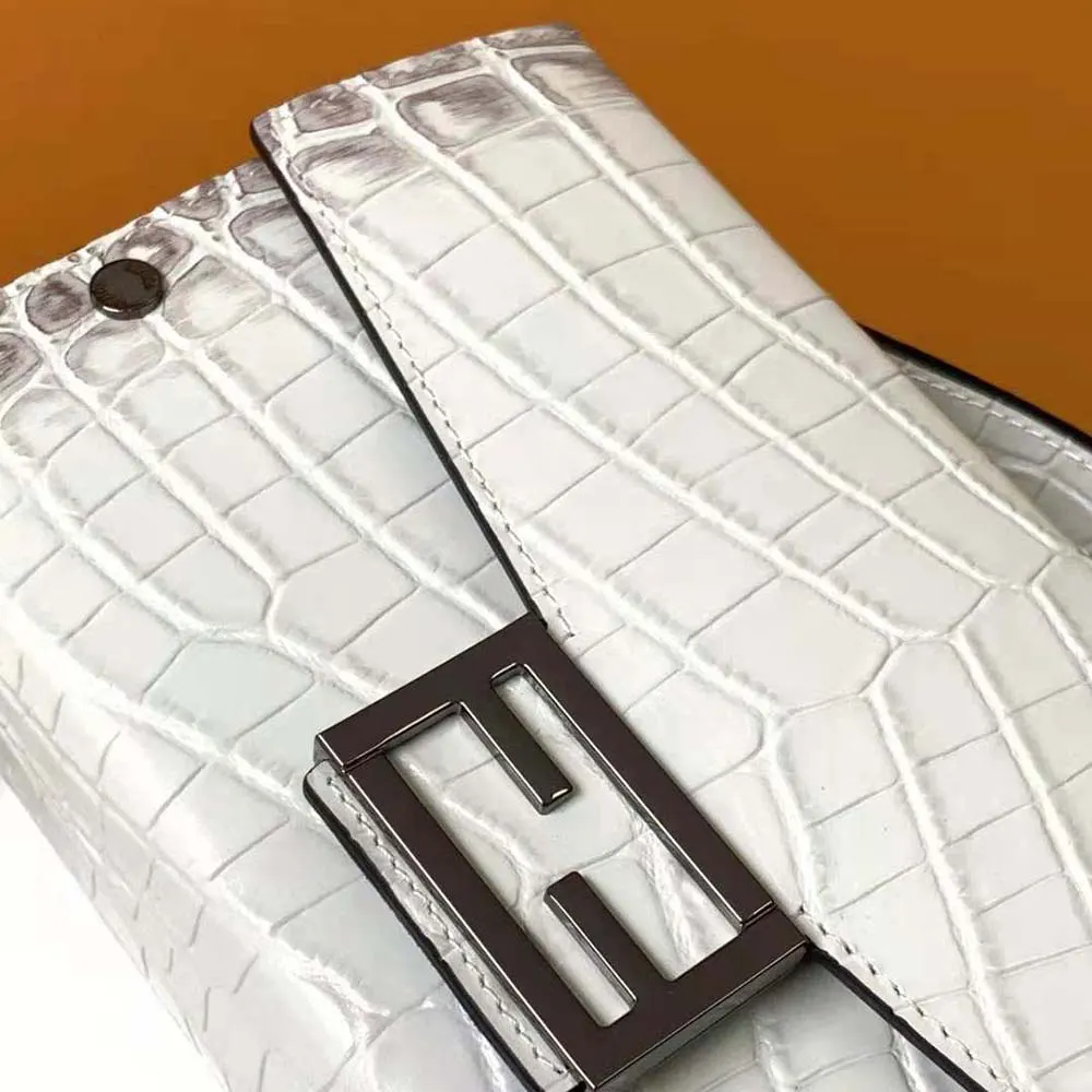 Fendi Men Soft Trunk Baguette White Nuanced Crocodile Leather Bag - image 6