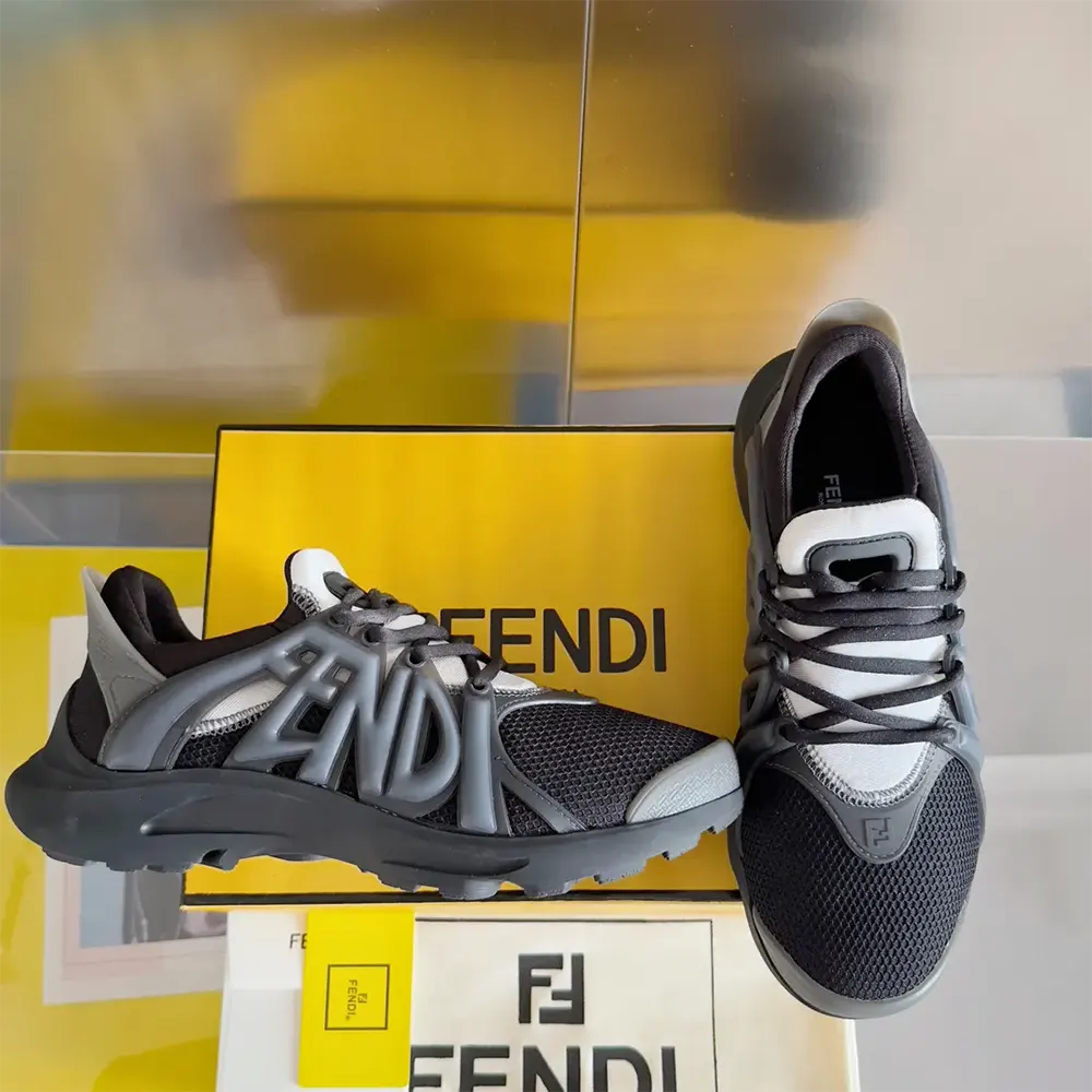 Fendi Men Tag Sneakers Black Technical Mesh Running Sneakers - image 6