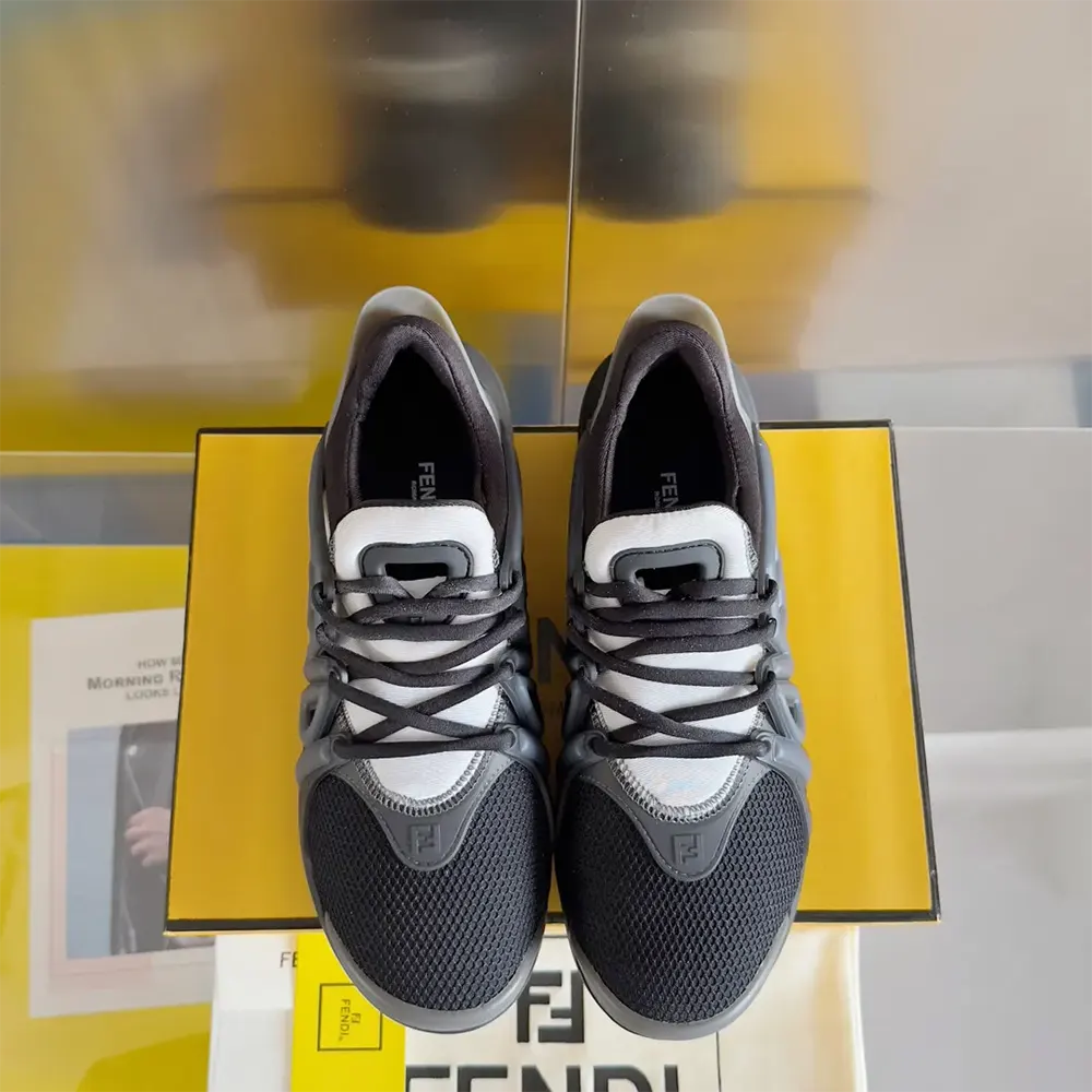 Fendi Men Tag Sneakers Black Technical Mesh Running Sneakers - image 4